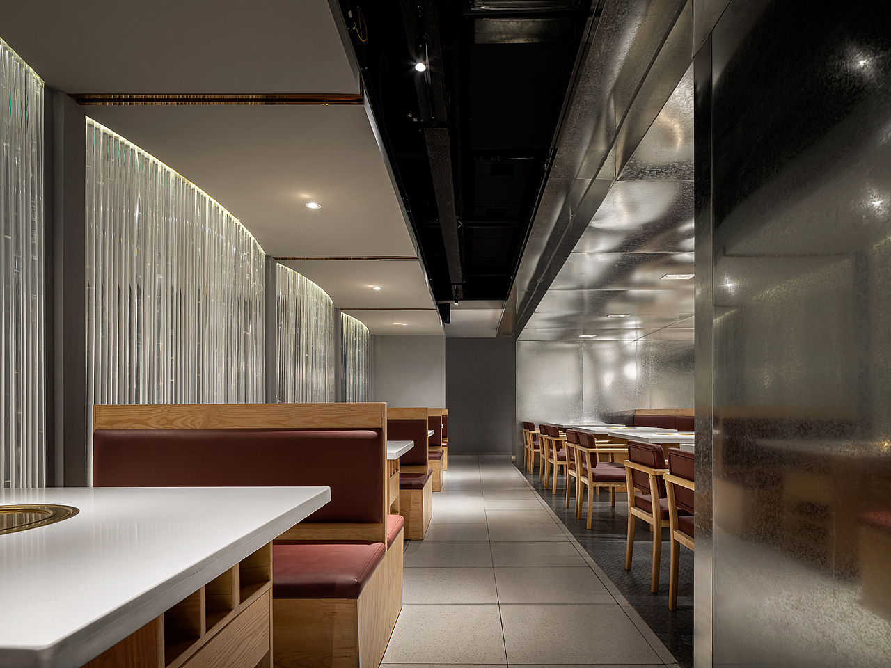 简约风烤肉餐厅升级设计,韩时烤肉,540㎡浅色调空间