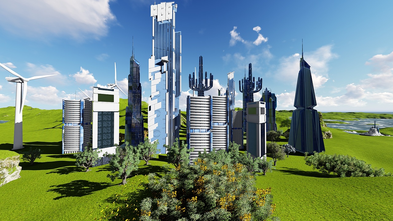 3d漫游动画未来校园设计