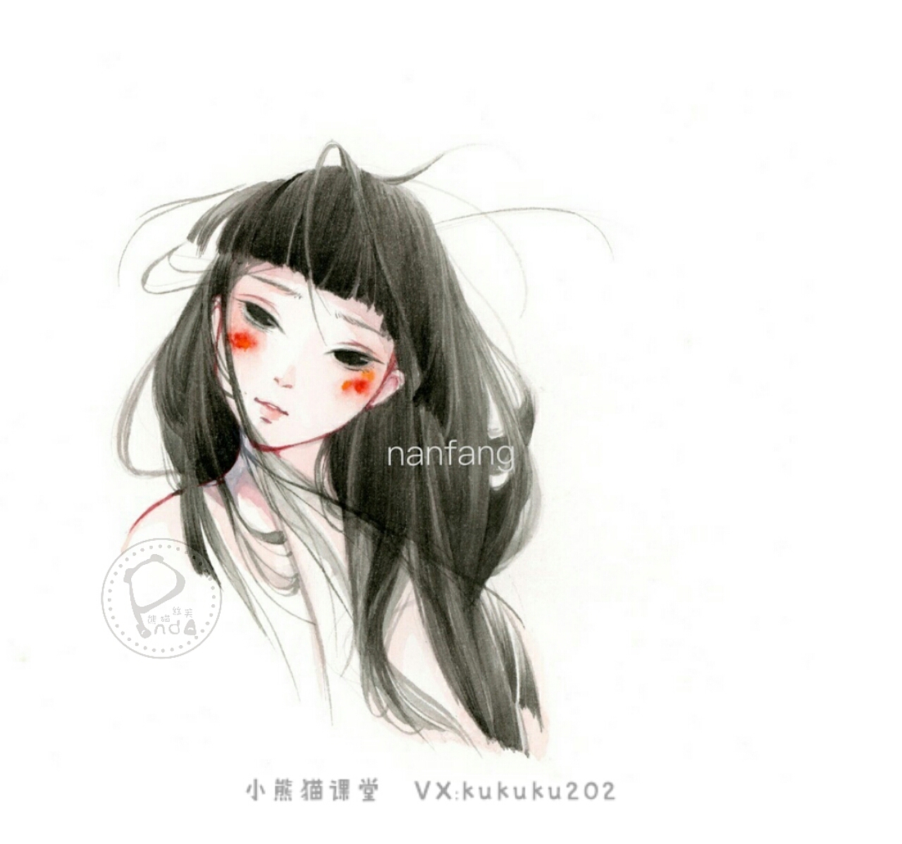 水彩人物长发少女头像森系手绘插画卡通头像壁纸