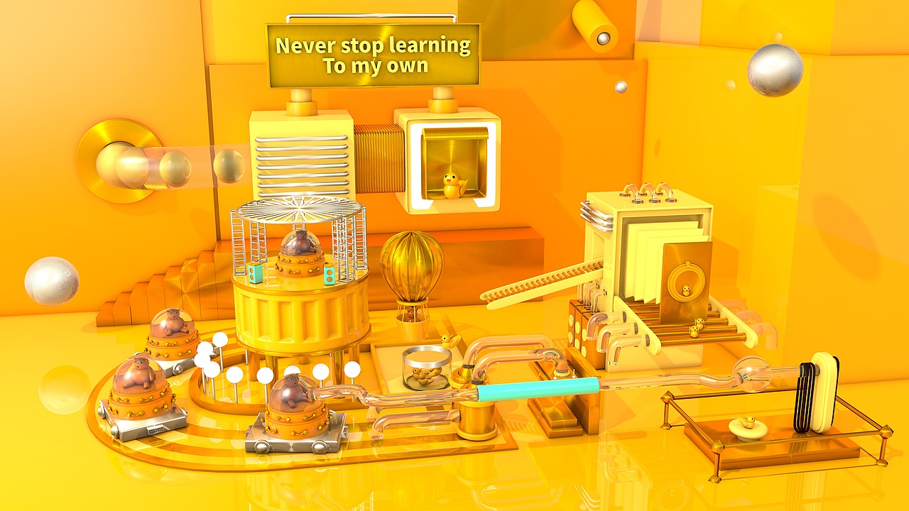 金灿灿的c4d场景建模+渲染（图ZMjA0MjE4MDc2） - 场景 - 站酷设计师小娅丫原创素材 - 站酷ZCOOL