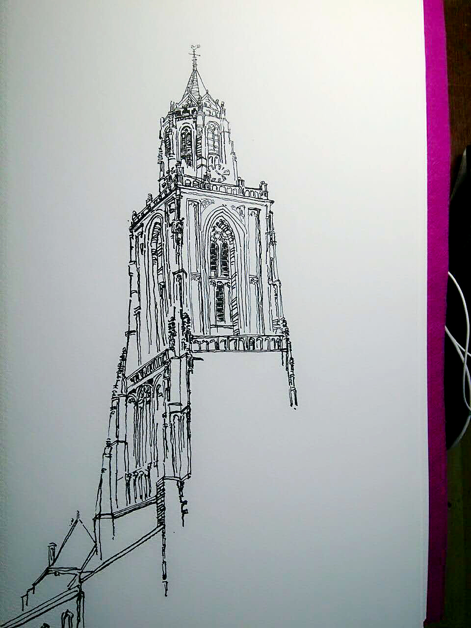 用美工笔画的线稿