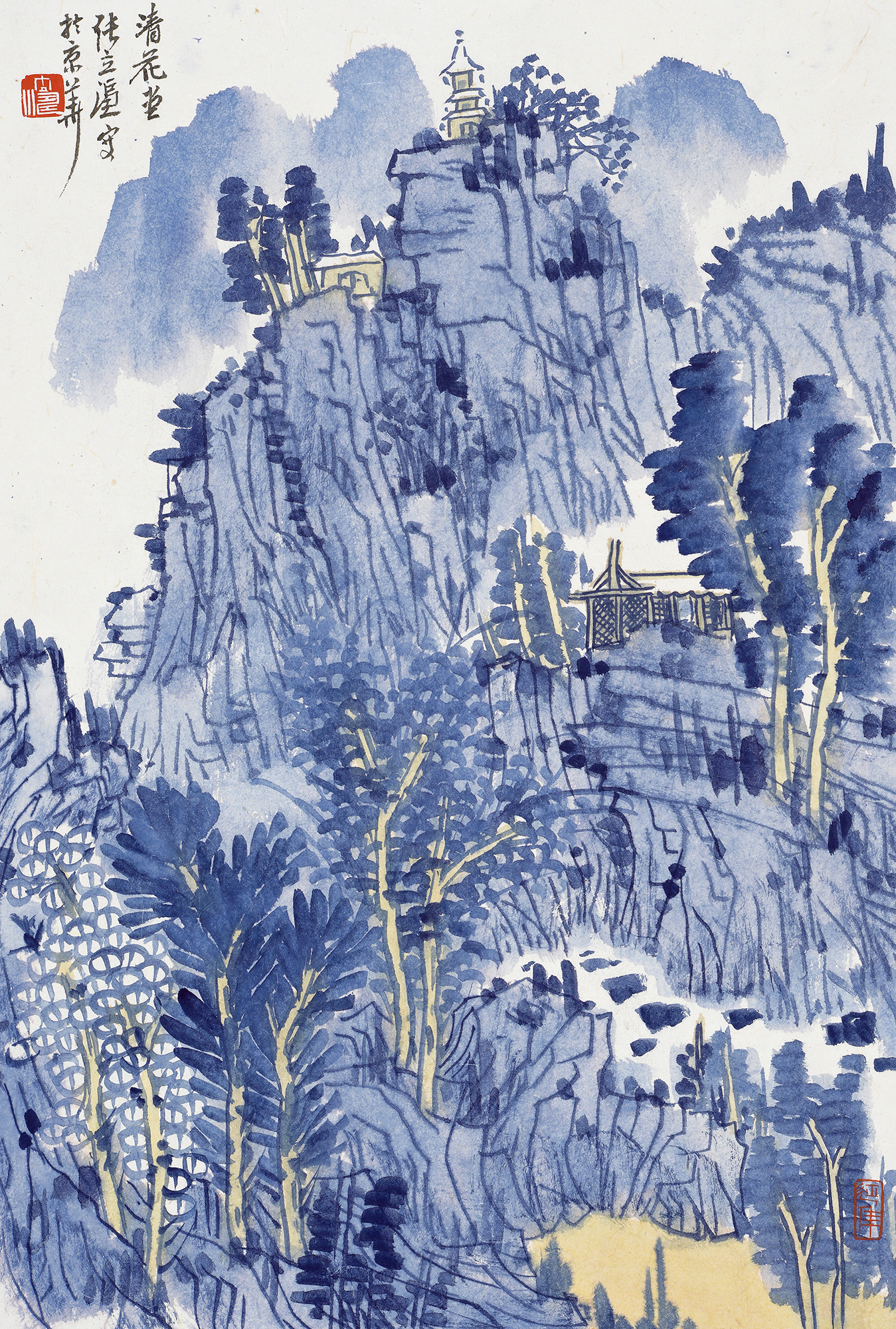 中国美术家协会会员张立涛青花山水画欣赏|纯艺术|绘画|书画经纪人