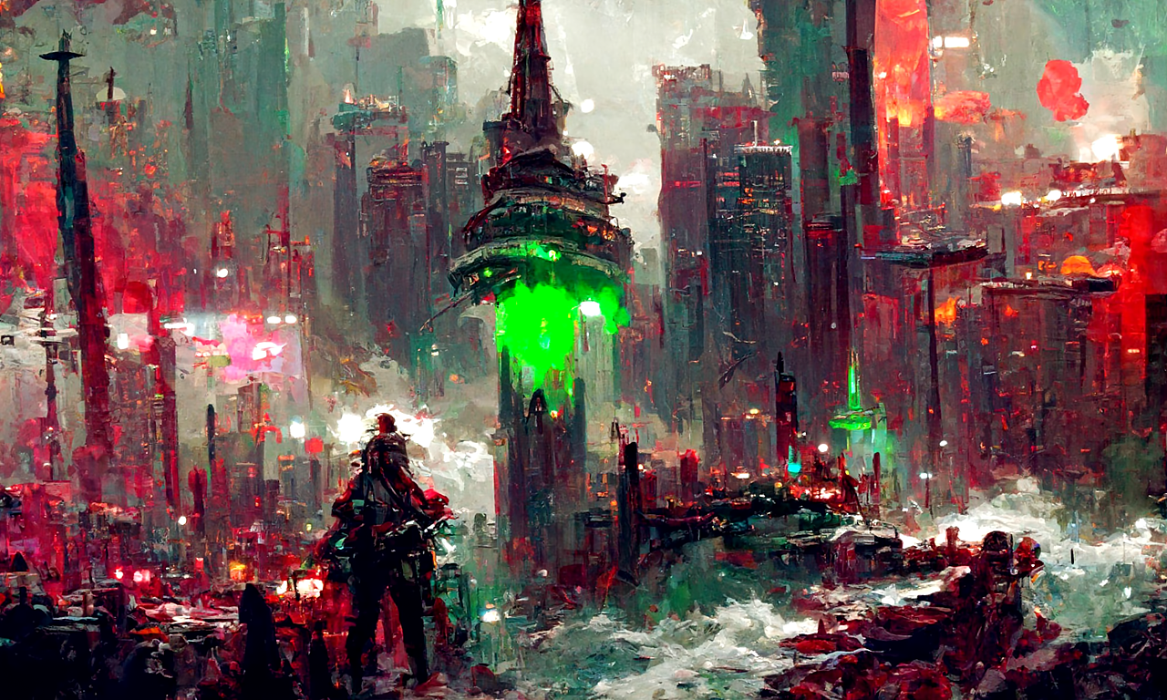 盛唐敦煌赛博朋克城市风格概念场景设计