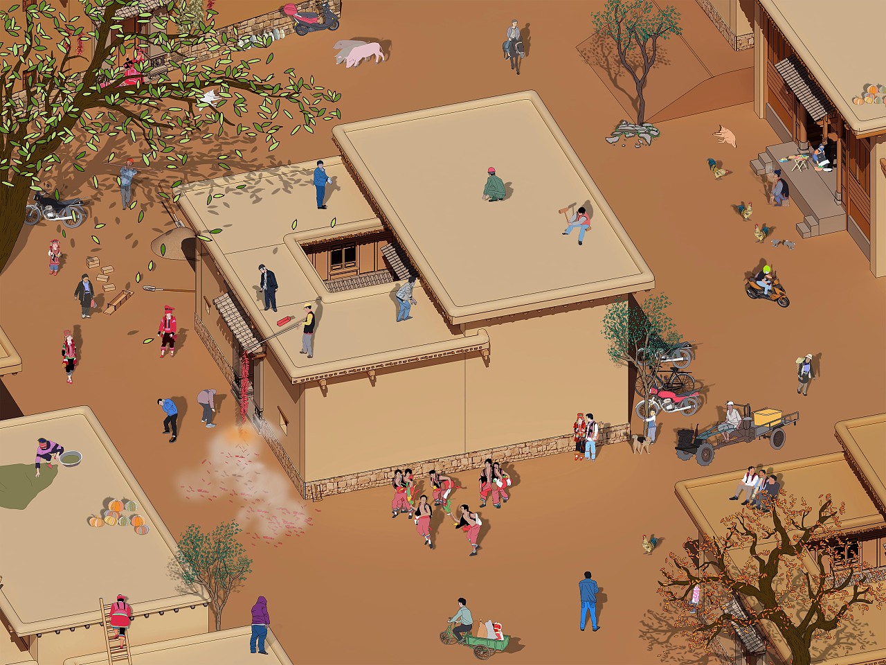 彝族花腰土掌房建造過(guò)程（圖ZMTI0MjgzMzc2） - 建筑設(shè)計(jì) - 站酷設(shè)計(jì)師丿至尊寶原創(chuàng)素材 - 站酷ZCOOL