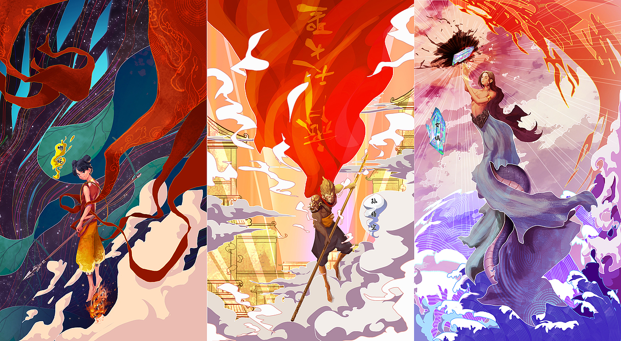 中国神话人物传说插画（图ZMjMxODA0NTQ4） - 商业插画 - 站酷设计师长街LONG原创素材 - 站酷ZCOOL