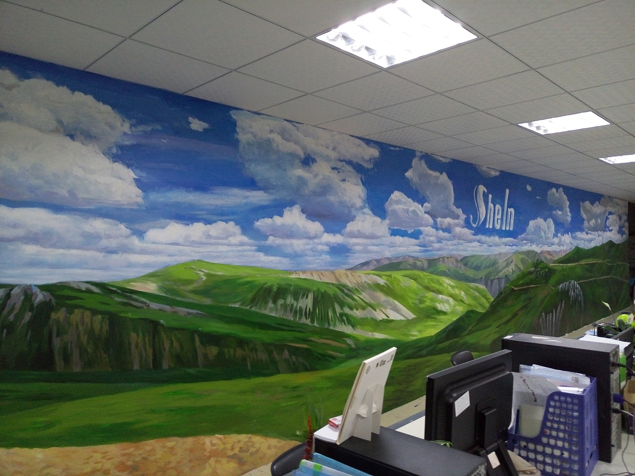 广州番禺 sheln外贸服装公司 彩绘壁画