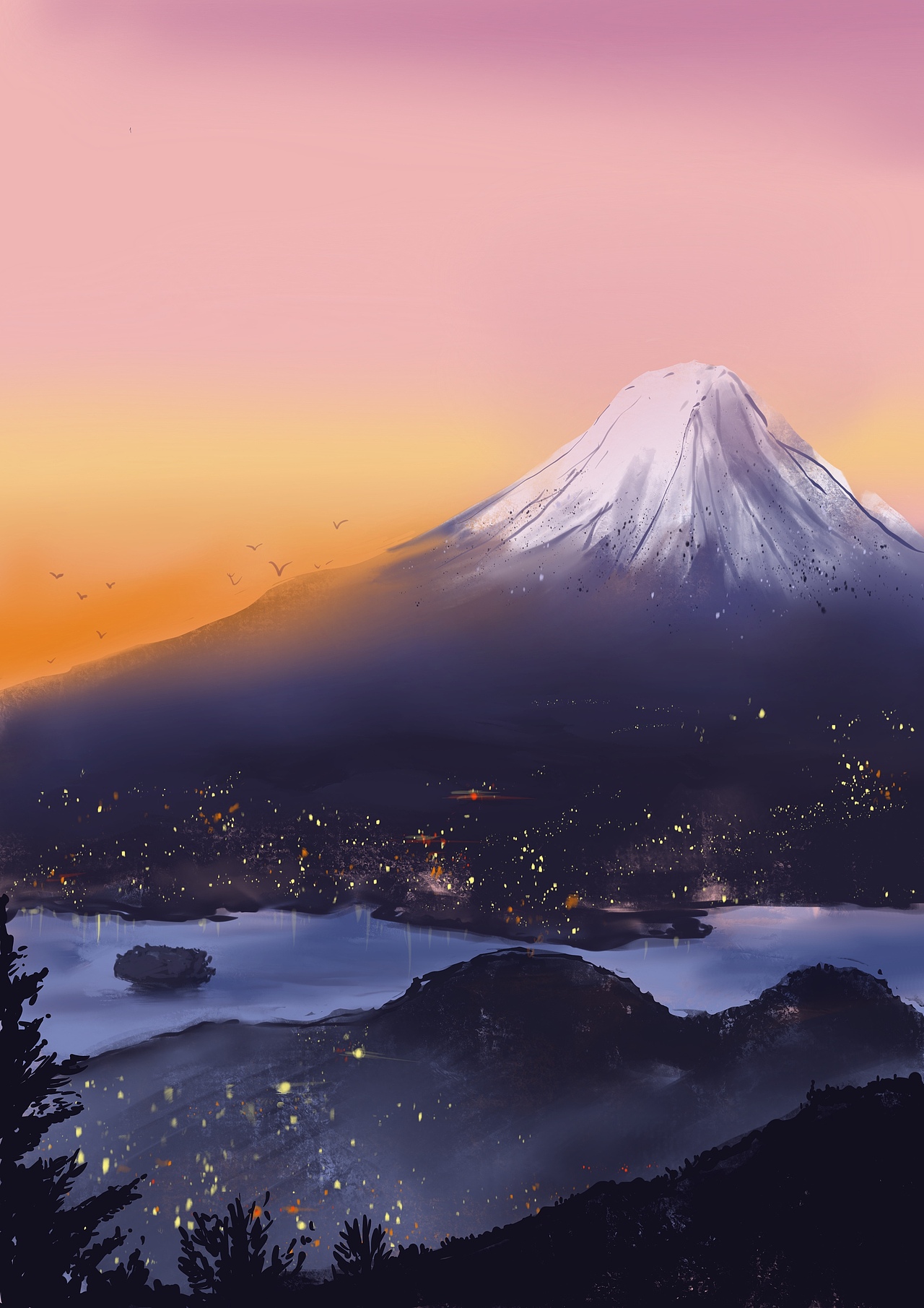 雪山风景（procreat（图ZMTU2NjU0MTg0） - 创作习作 - 站酷设计师aestheticismlife原创素材 - 站酷ZCOOL