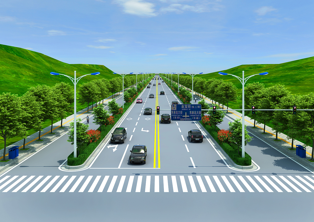 道路绿化带设计效果图
