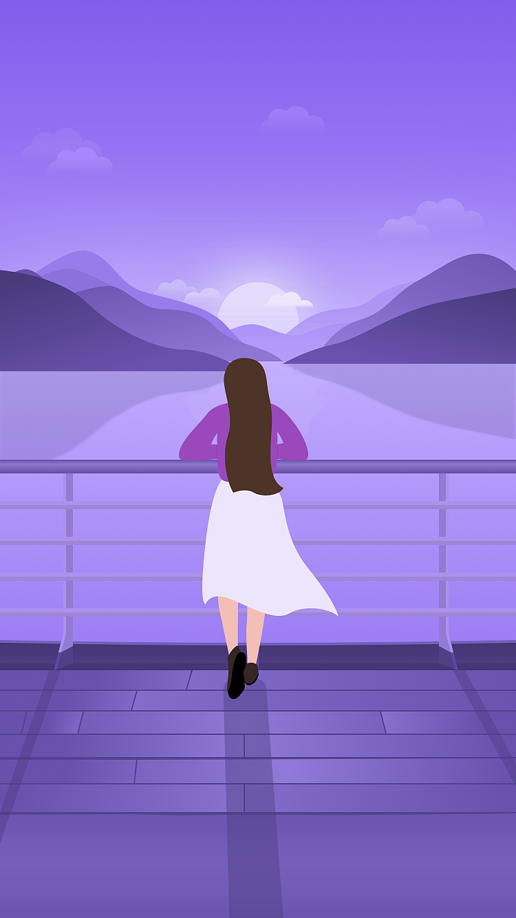 插画-看日出的女孩（图ZMTQxNDQzMDcy） - 创作习作 - 站酷设计师shenenping原创素材 - 站酷ZCOOL
