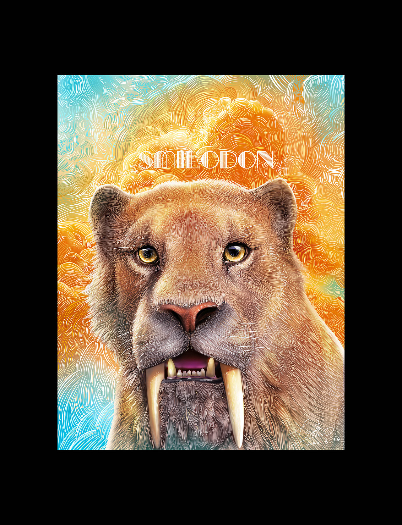 动物插画《剑齿虎》