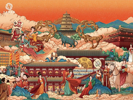 大唐不夜城长卷插画 x 吴尧