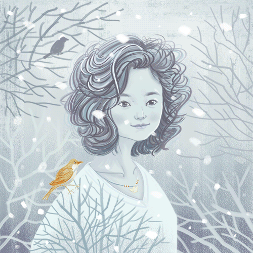 插画头像练习——婷