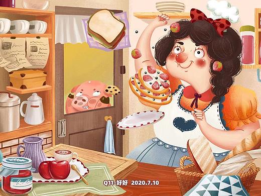 儿童插画 小屋里的魔法
