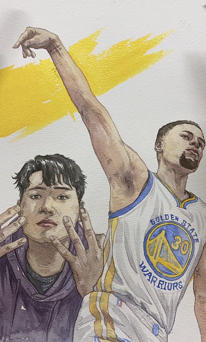 水彩插画 历史三分王史蒂芬库里（图ZMjgxNjgyMTM2） - 绘本 - 站酷设计师不記名原创素材 - 站酷ZCOOL