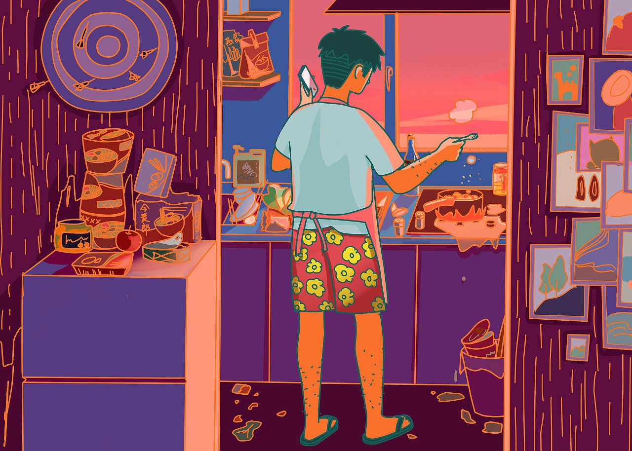 独居生活之一.|插画|绘本|酸奶鲸鱼 - 原创作品 - 站酷 (zcool)