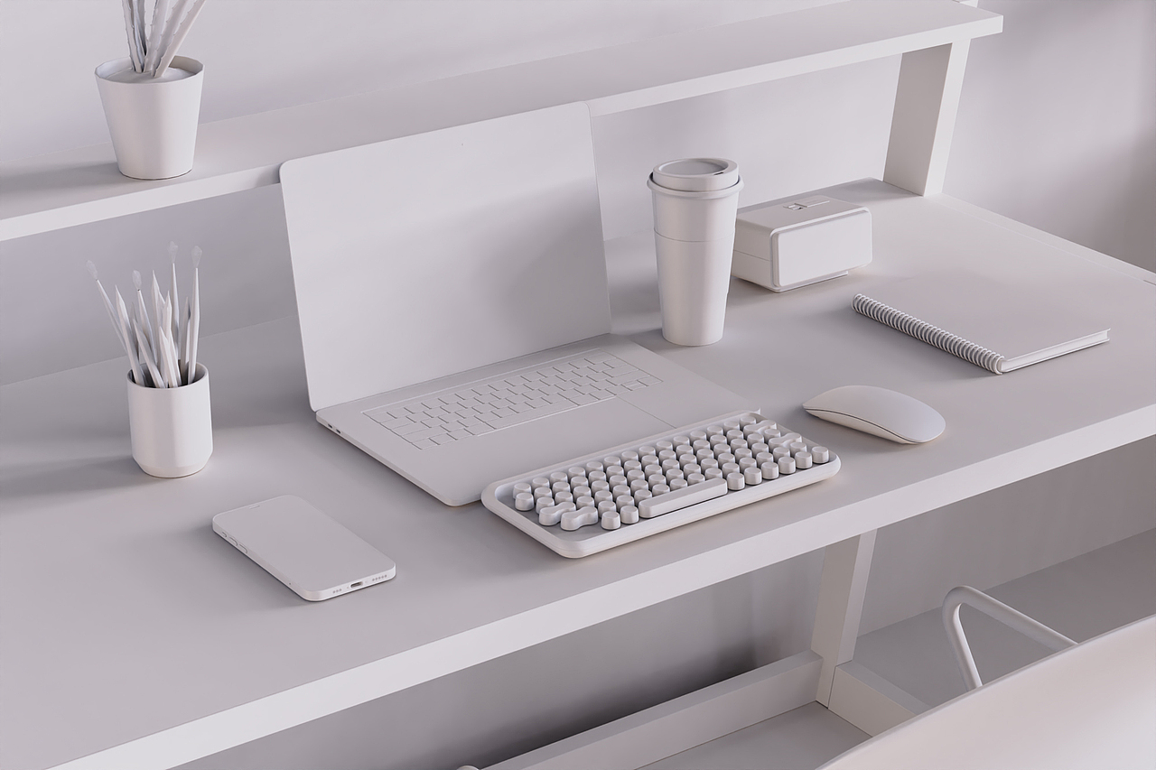 复古键盘场景渲染