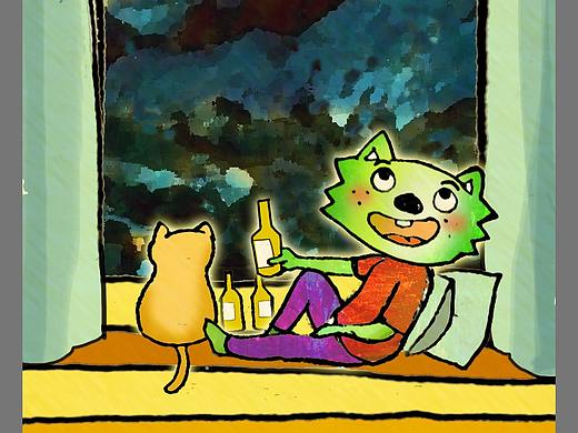 喝果啤的时候,还能看看小漫画