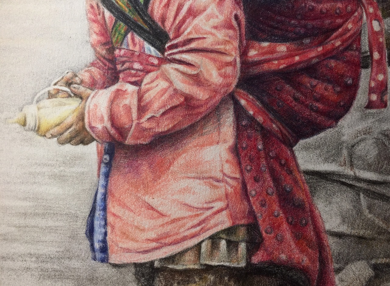 彩铅凉山小姐弟