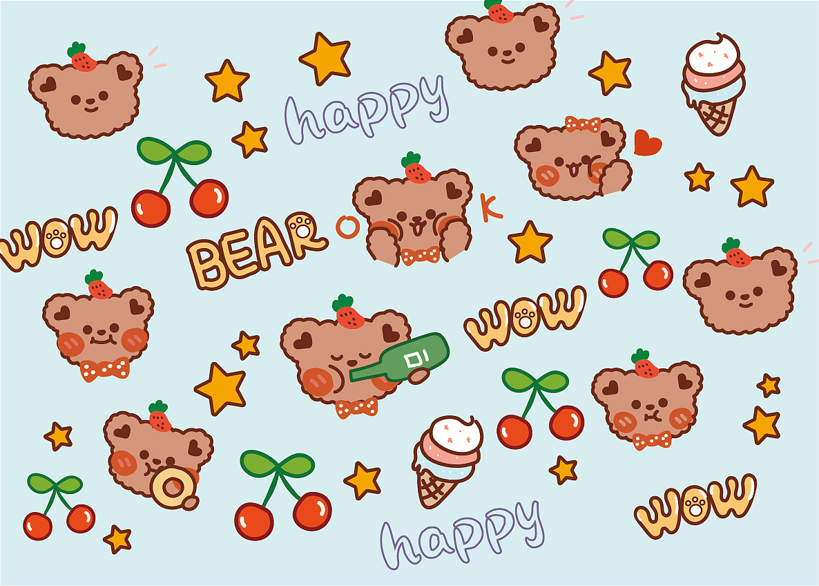 插画卡通熊可爱熊插画卡通手绘熊图案熊表情包阿茹生肖ip阿茹生肖ip04