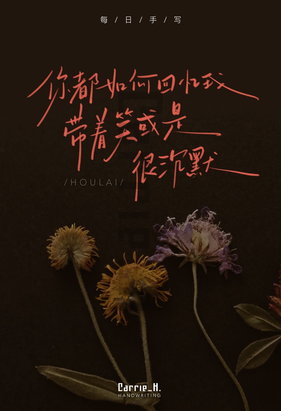 手写字|手写歌词(二)（图ZMzM2NDYyMjAw） - 字体/字形 - 站酷设计师Carrie_h原创素材 - 站酷ZCOOL