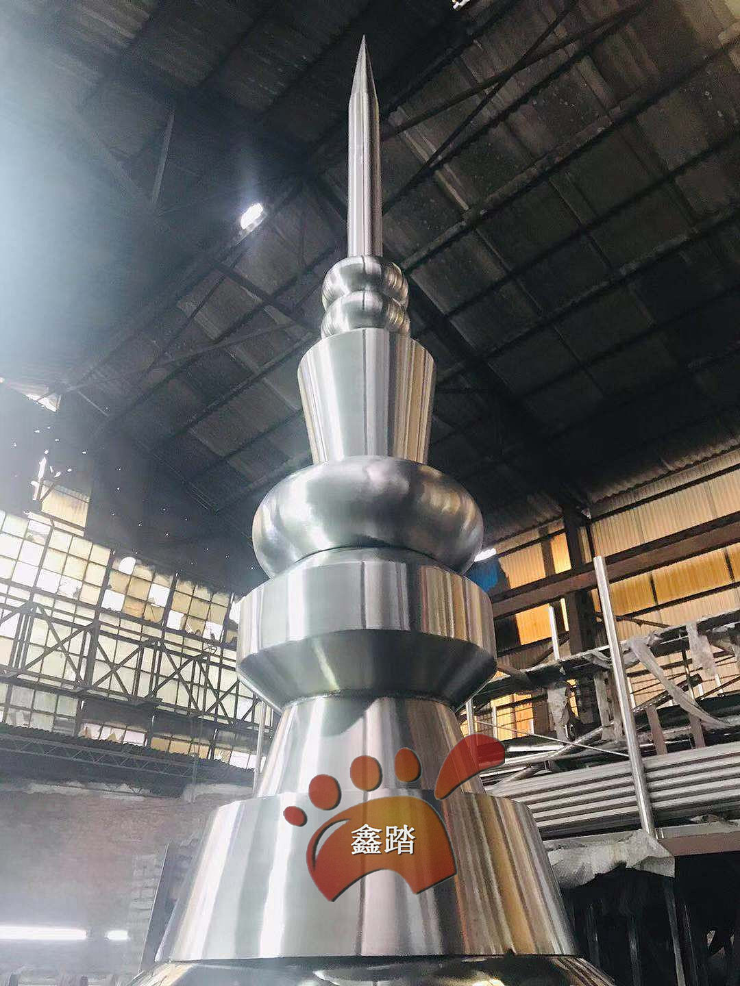 钛金不锈钢避雷针雕塑、楼顶纯铜塔尖厂家专业定制效果