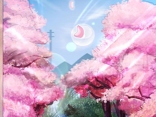 三月份的樱花插画