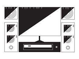 从家到城 黑白线条插画