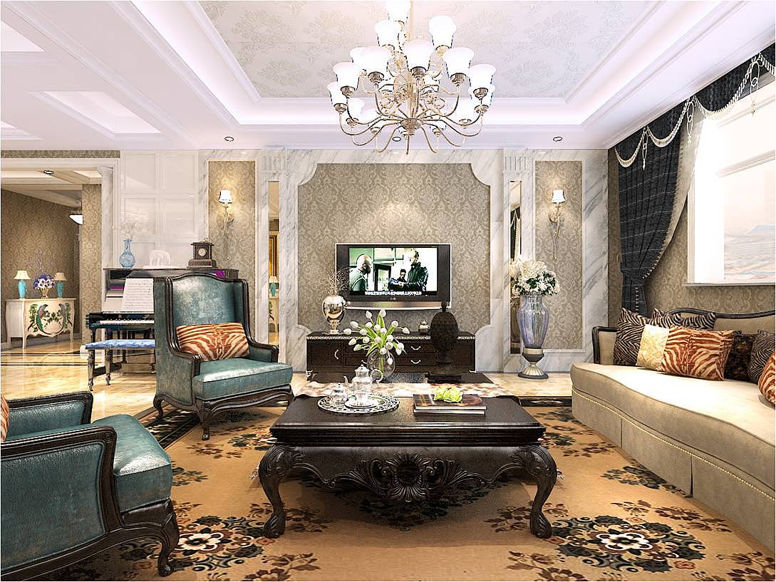 石家庄装修公司-金舍装饰-天山九峯175平米装修效果图-新古典欧式