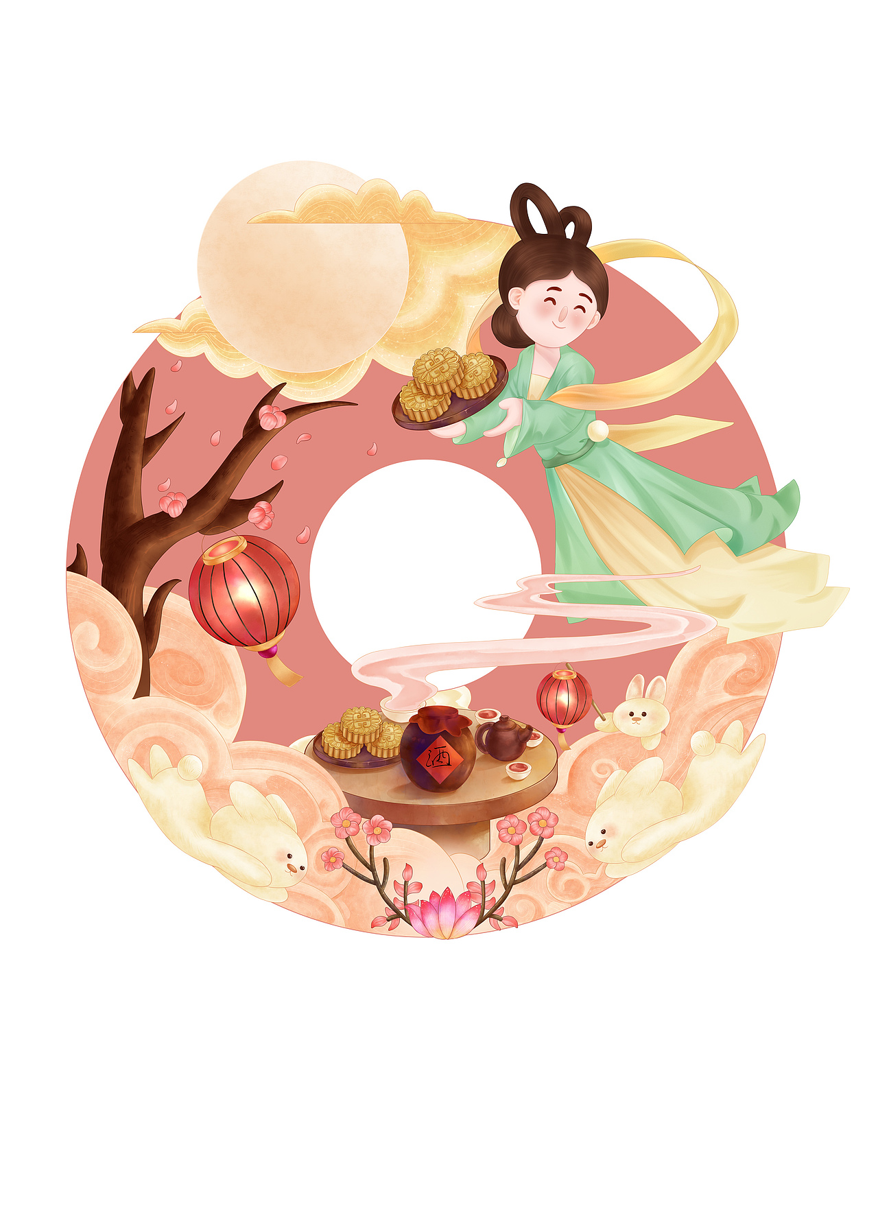 中秋插画设计