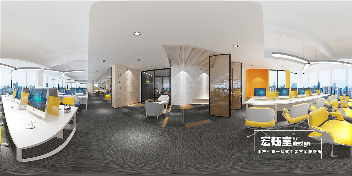 郑州郑东产业园区大型独栋办公楼装修效果图-奥斯顿总部办公室设计方案