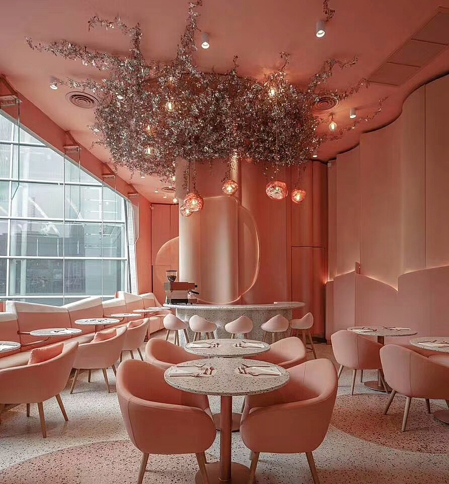 1992效果图出图桃红色简餐餐厅