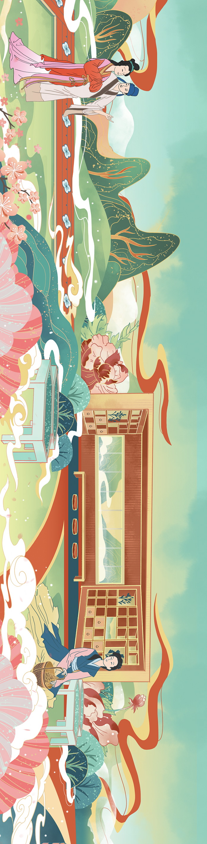 世贸地产国潮社区插画长卷（图ZMjg0NzEzMDI4） - 商业插画 - 站酷设计师末末里momo原创素材 - 站酷ZCOOL