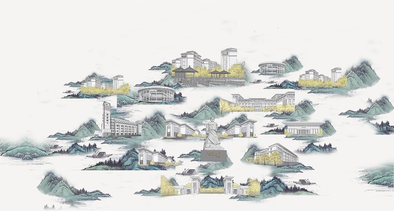 《鐘靈毓秀》——學(xué)校地圖設(shè)計（圖ZMjY3NDI4MTM2） - 其他平面 - 站酷設(shè)計師白兔糖唐原創(chuàng)素材 - 站酷ZCOOL