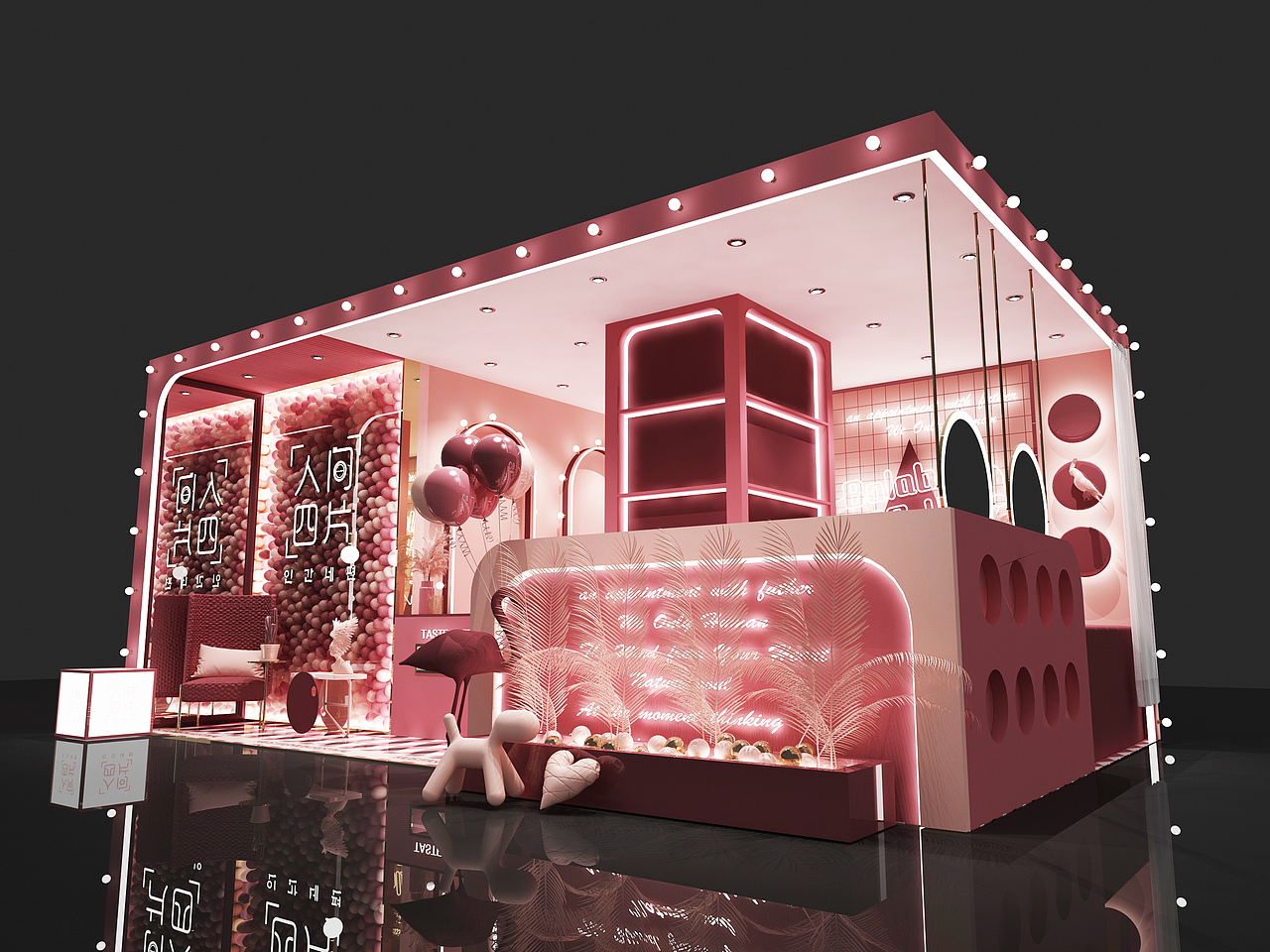 原创作品三维场景网红拍照打卡3d设计3d美陈活动粉色系3d效果图设计