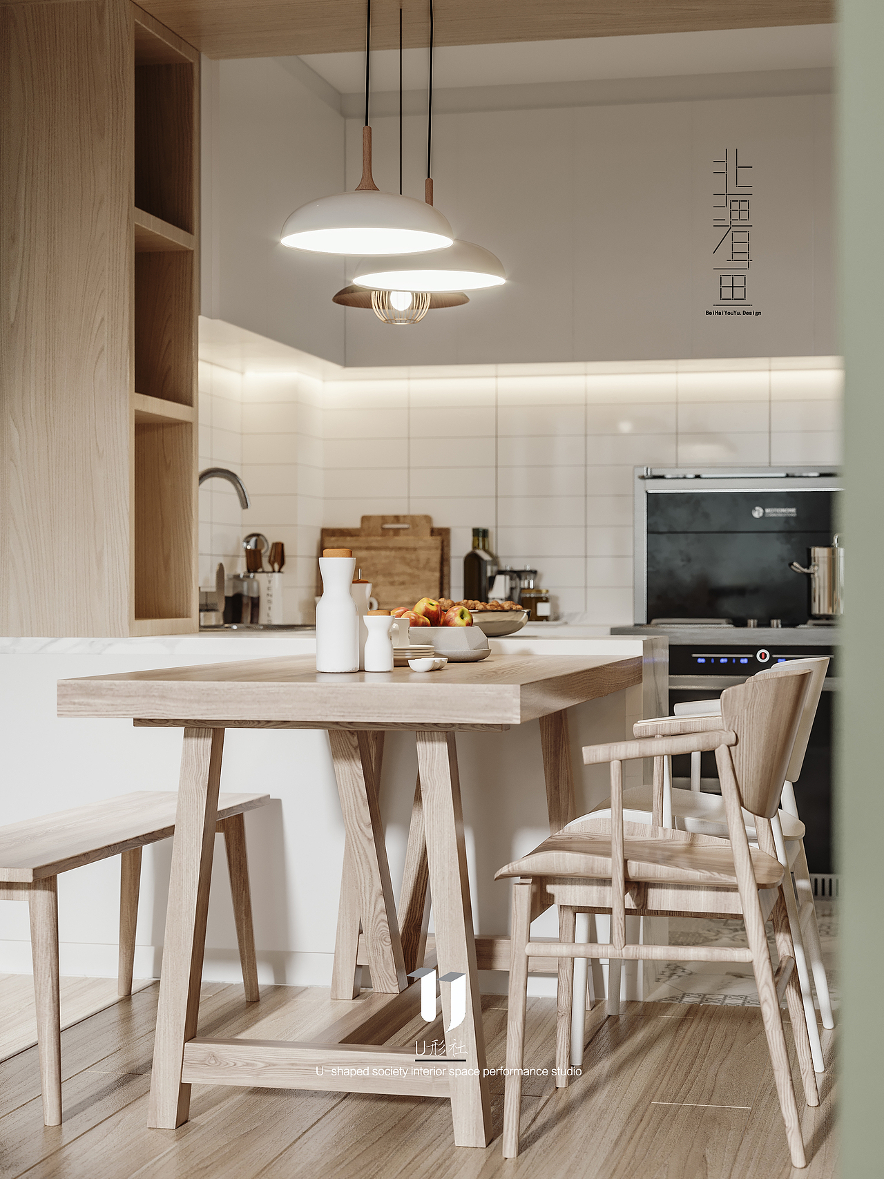 空间碰撞：木饰面+橄榄绿