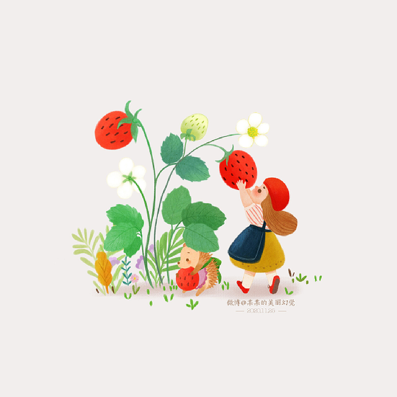 可爱的小兔子吃草莓 - SeaArt AI