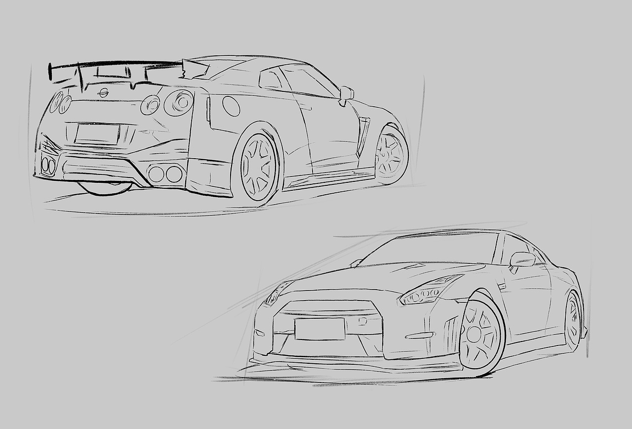 汽车手绘 gtr r35_拿画笔的ape-站酷zcool