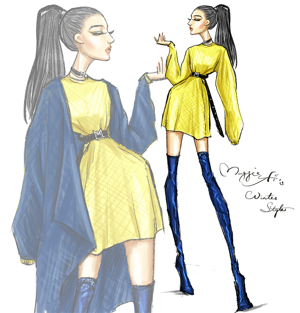 Look 4 | 超大毛衣+束腰皮带+过膝靴（撞色）
Oversize Sweater + Waist belt + Over-The-Knee Boots (CONTRAST COLOR) <br><br>利索干练look。撞色更有范。<br>从No.2到No.4只差条皮带，完成从甜美到帅气的距离。<br>这套配上开衫很不错哟。 <br>配饰：颈圈项链跟皮带，互相呼应。