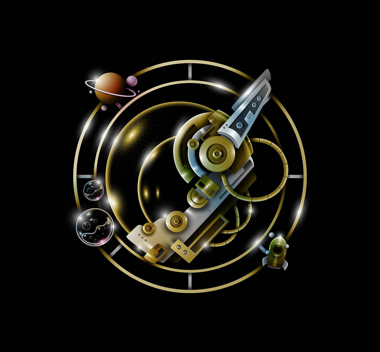 矢量插画伪3d-机械风