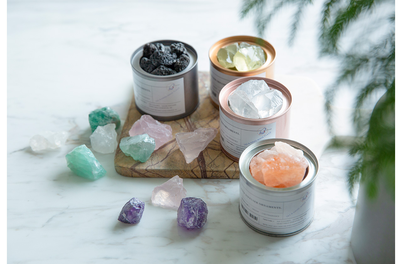 两款无火香薰扩香水晶石香氛摆件产品拍摄