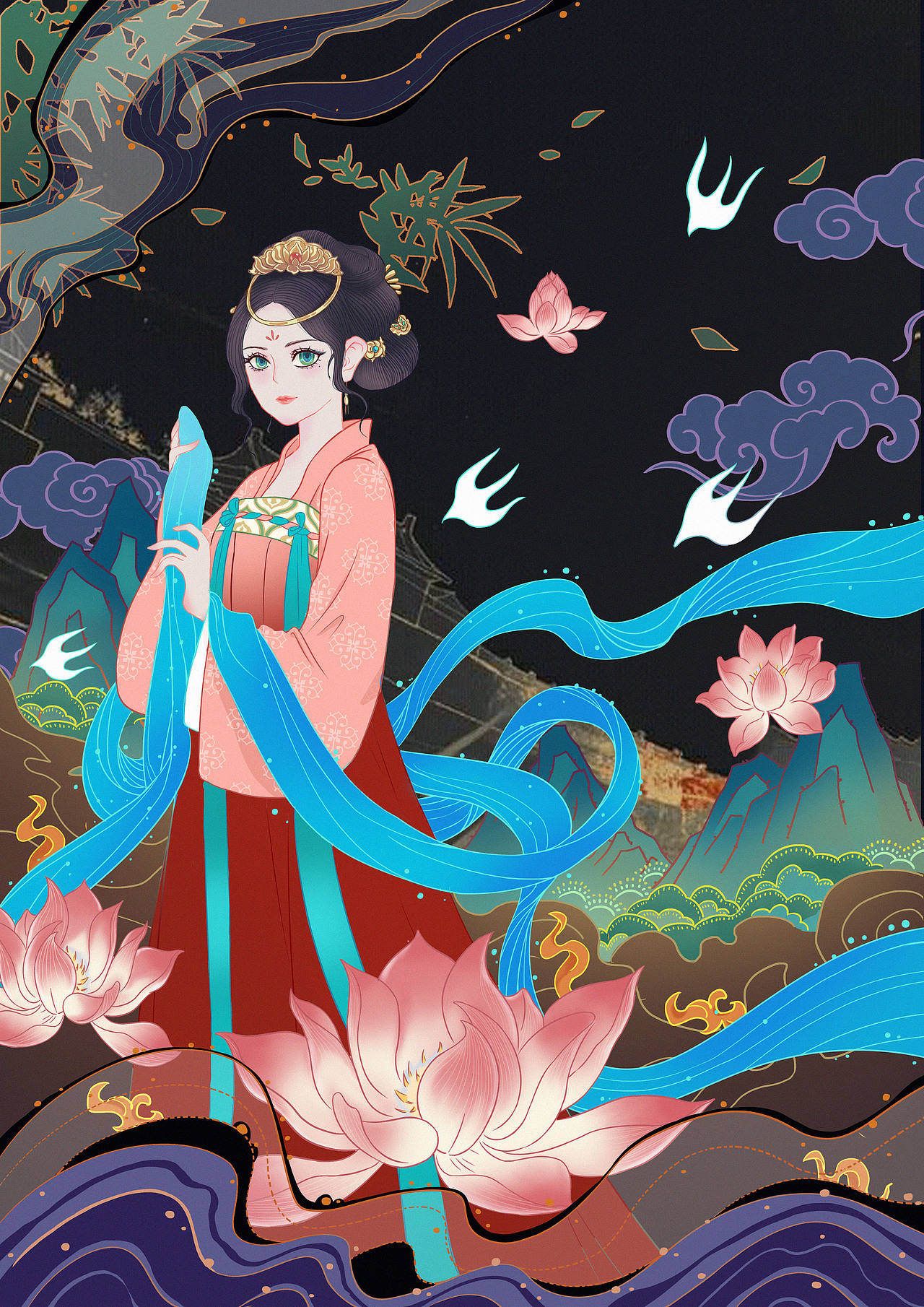莲花女神（图ZMjkxNTA3MDgw） - 商业插画 - 站酷设计师白二酱原创素材 - 站酷ZCOOL