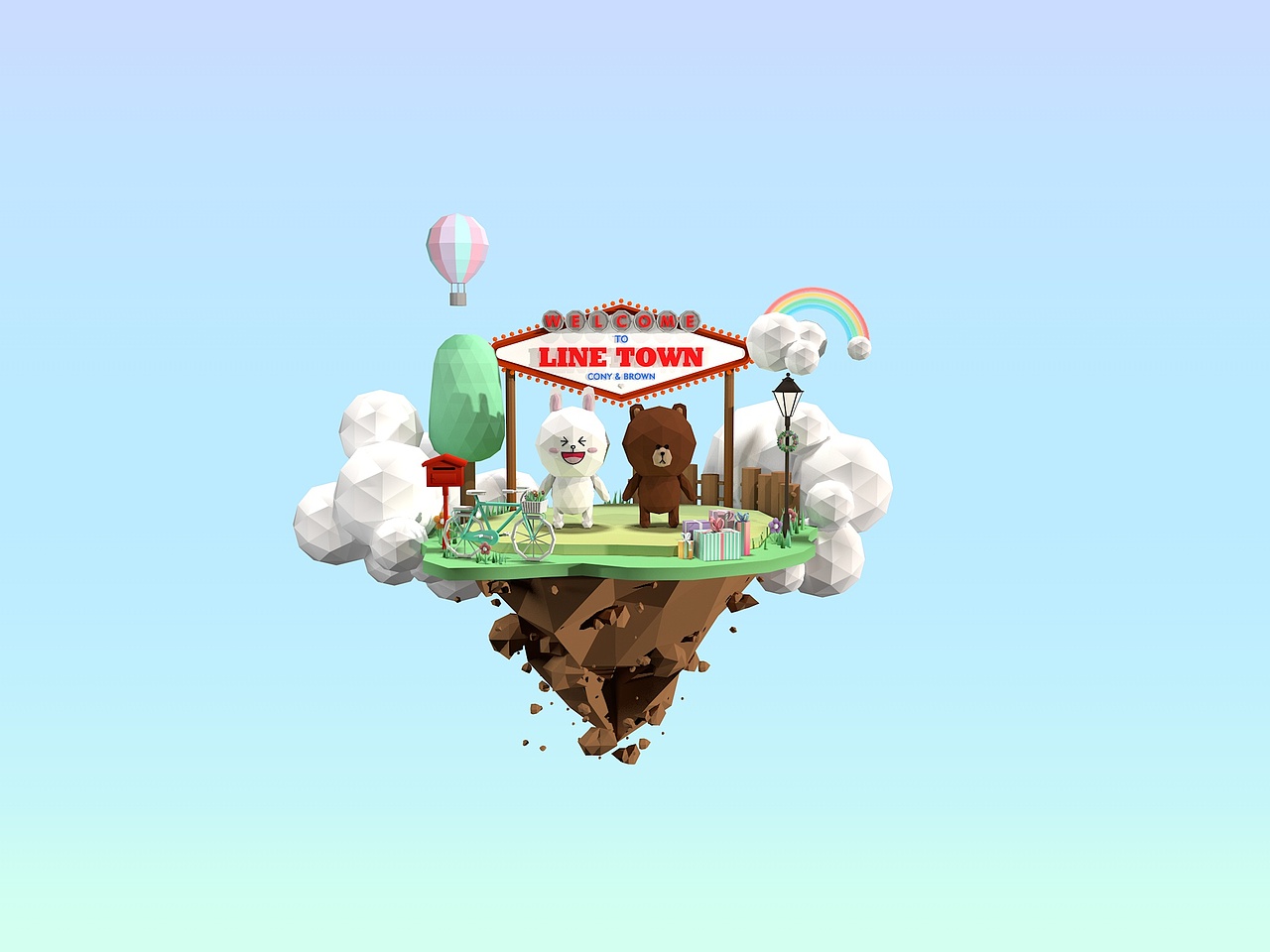 【low poly】line town