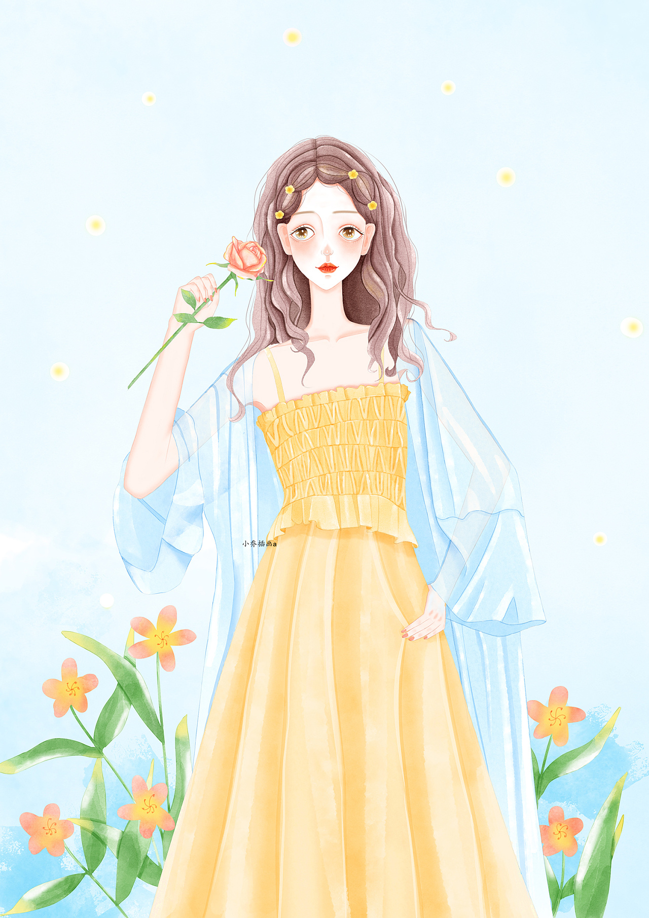 板绘水彩少女插画|插画|商业插画|小乔插画a - 原创作品 - 站酷