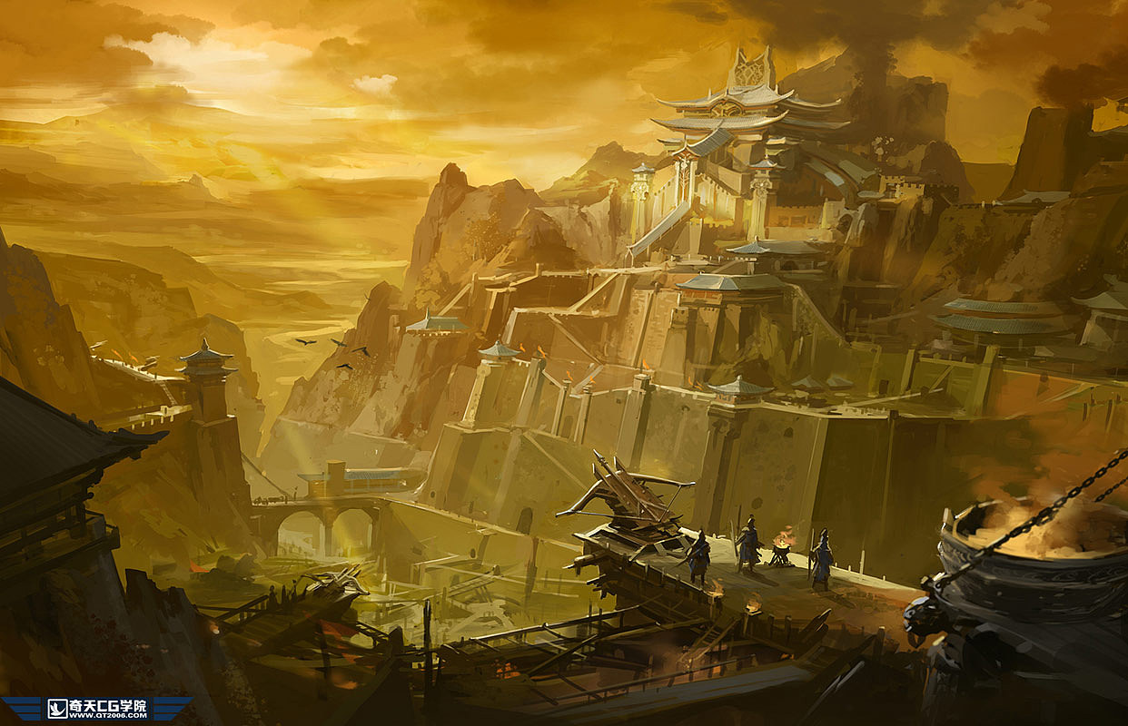 游戏场景设计-塞外城墙-奇天cg学院作品