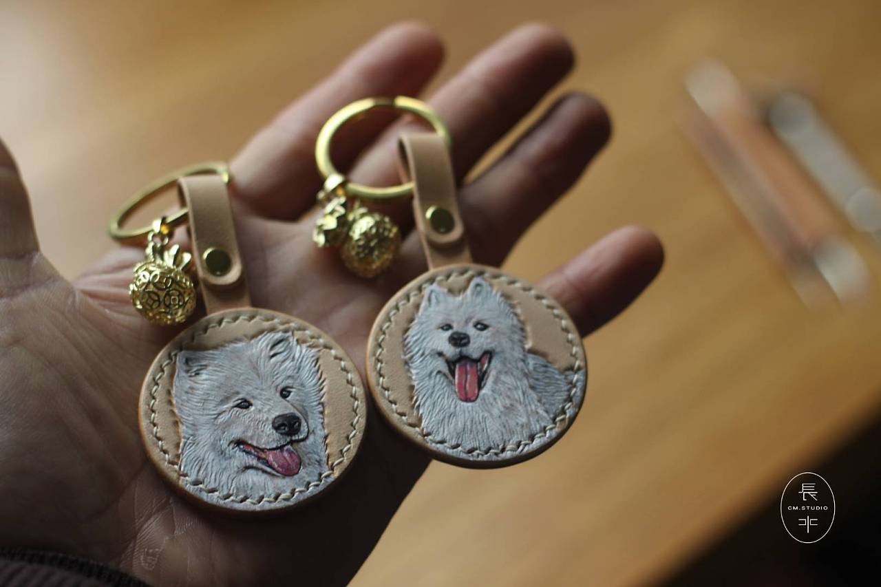 皮雕宠物钥匙扣|手工艺|工艺品设计|长木手作 - 原创作品 - 站酷