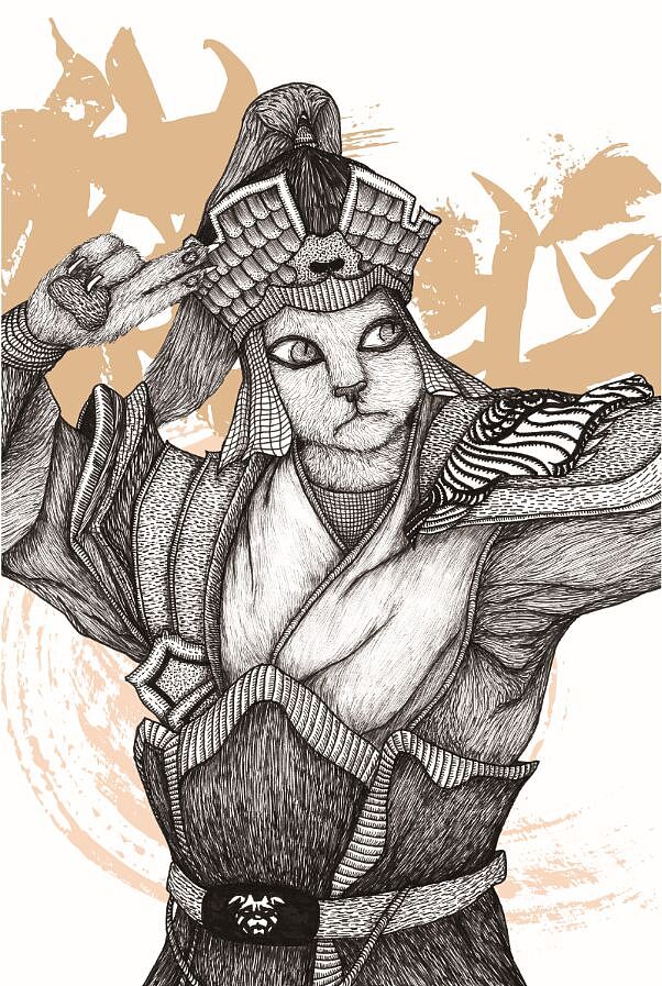 原创插画《猫将》
