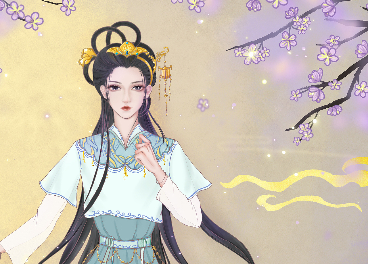 仙气飘飘古风女子插画