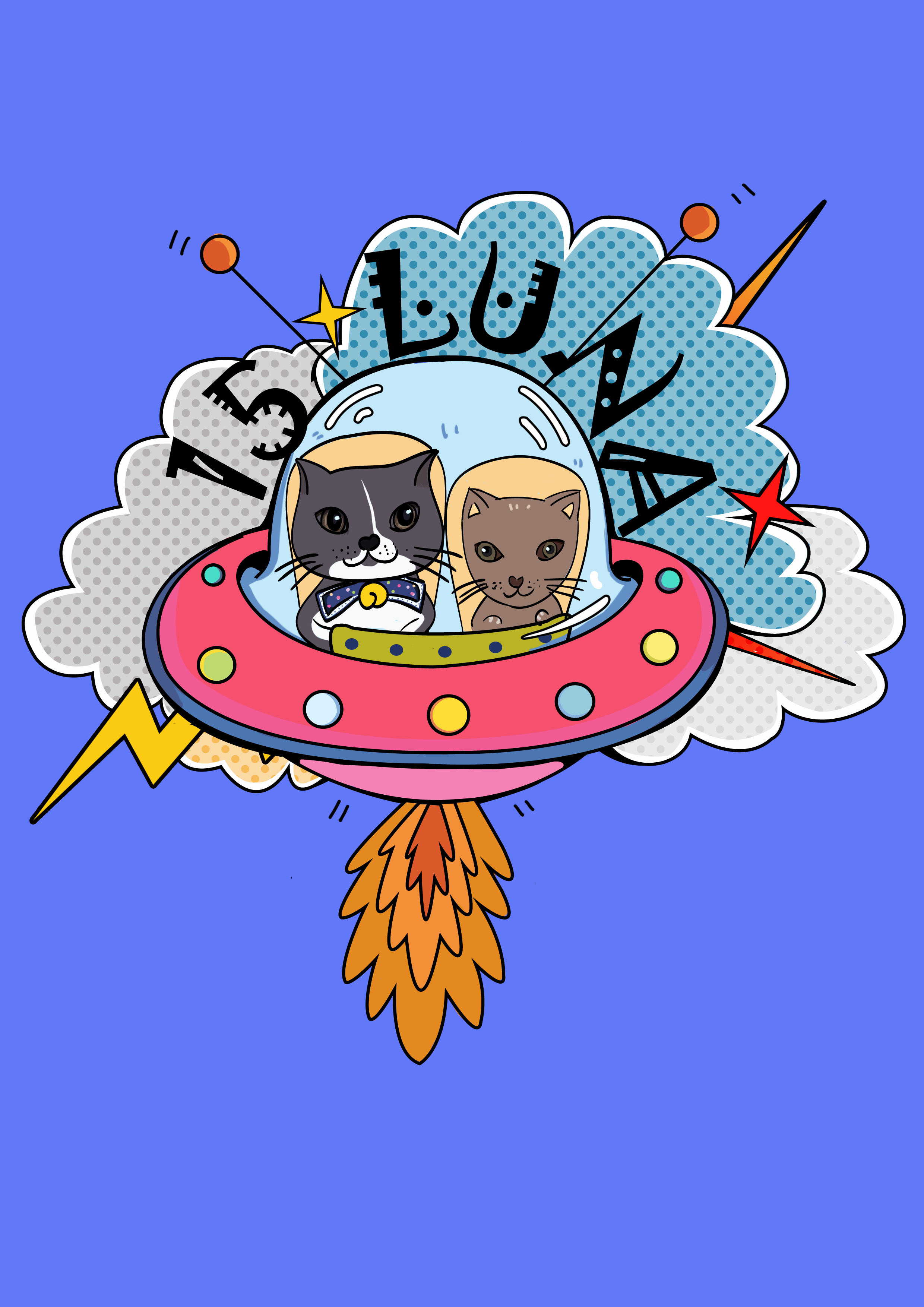 波普风格猫咪飞船