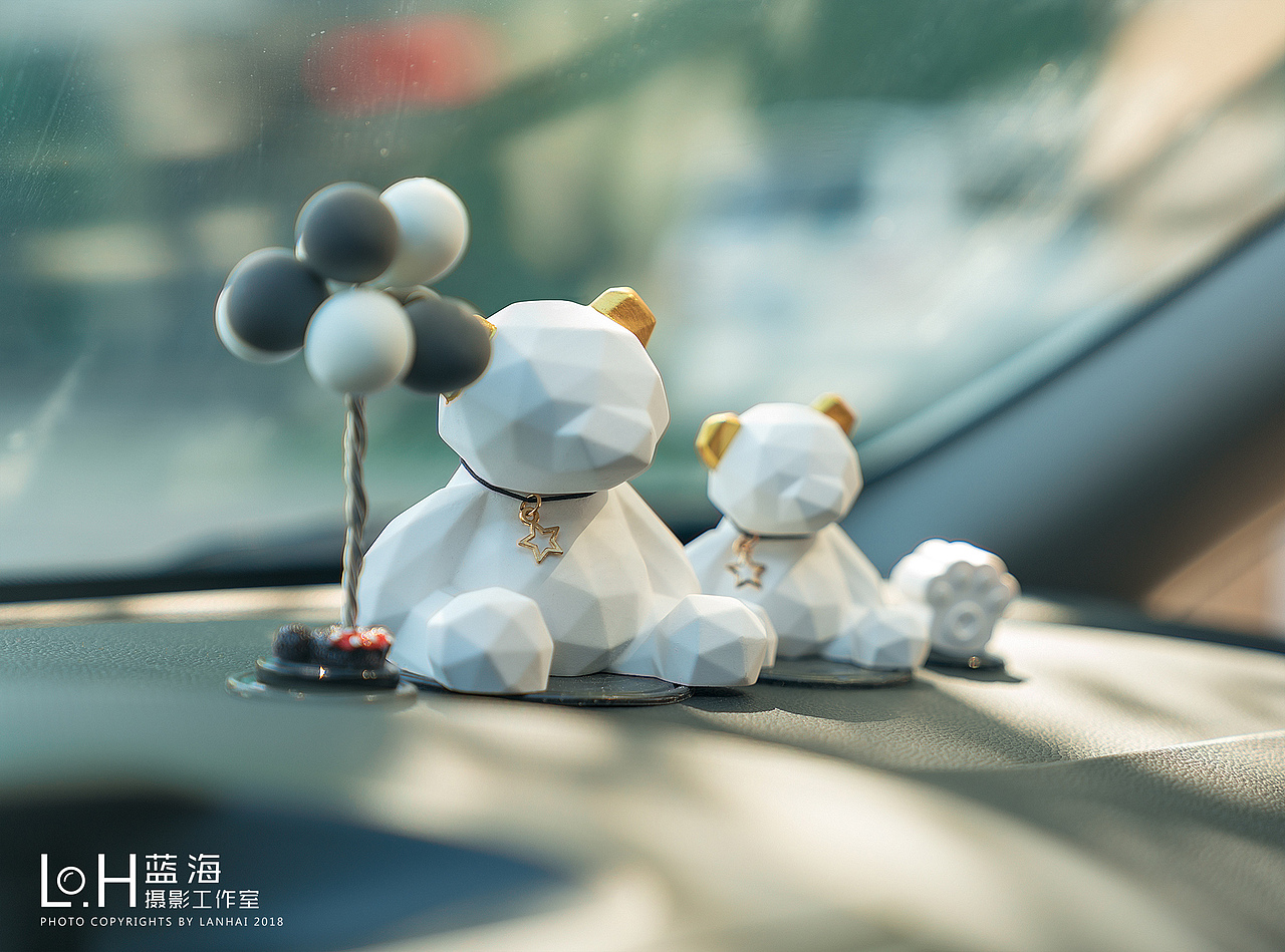 几何立体熊 香薰车饰 产品拍摄