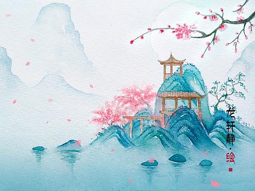 古风水彩手绘